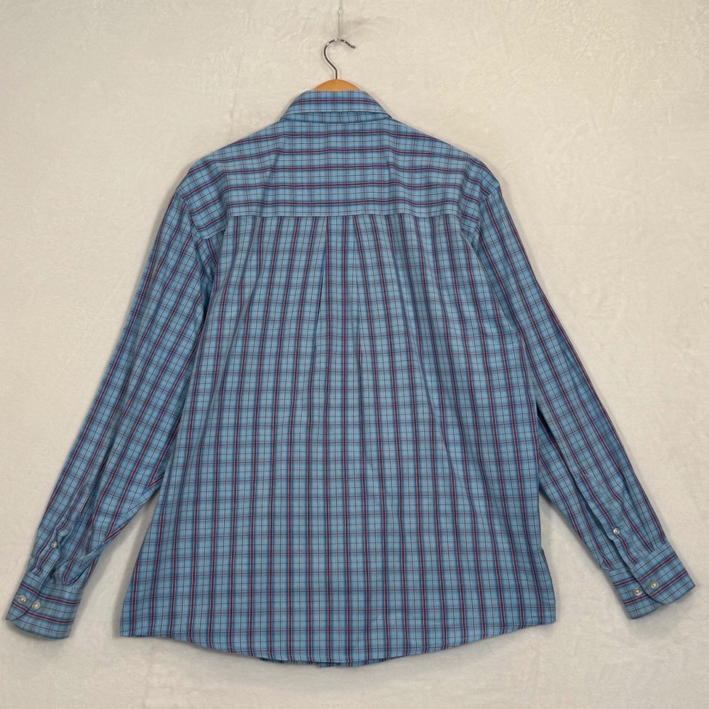 Wrangler Blue Plaid Button Down Shirt Large - Picture 6 of 8